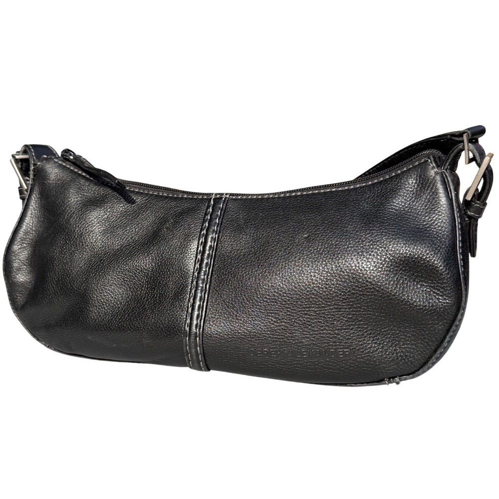 Derek Alexander Leather Shoulder Bag Black Baguette Y2K Minimalist Quiet Luxury